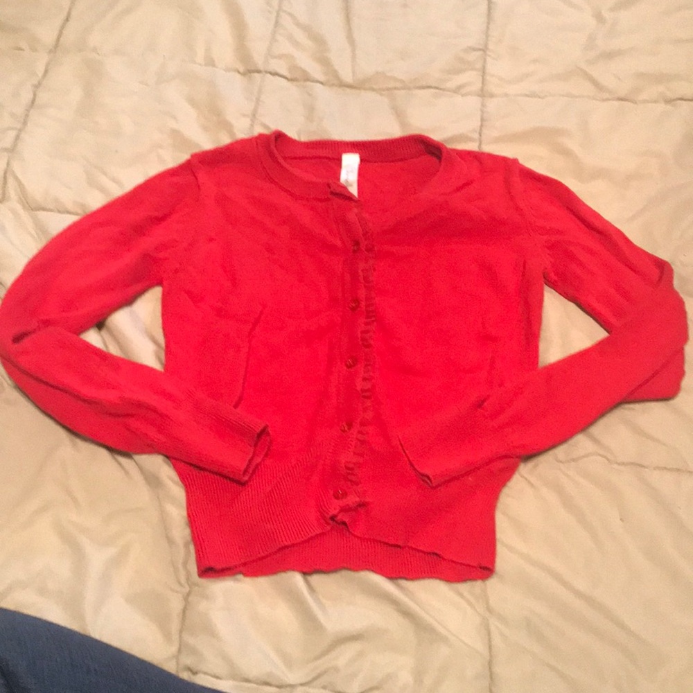 Girls red cardigan